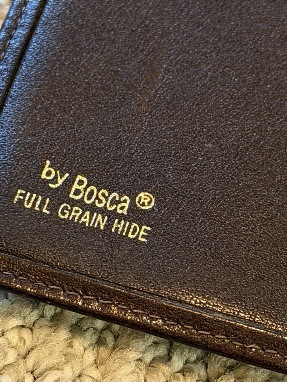 Bosca Leather Wallet Checkbook Cover Bifold Men's Brown Full Grain Hide Vintage